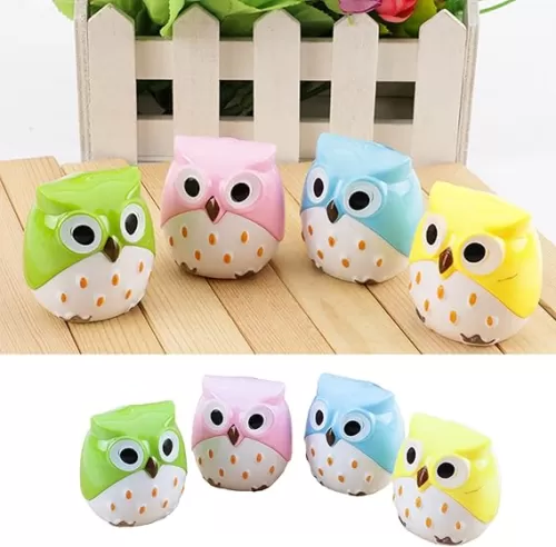 8PCS Colored Pencil Sharpeners Manual，Dual Holes Mini Cute Lovely Cartoon Animal Owl Pencil Sharpener Creative，Handheld Animal Pencil Sharpener with Lid，School Prize for Kids，Creative Stationery