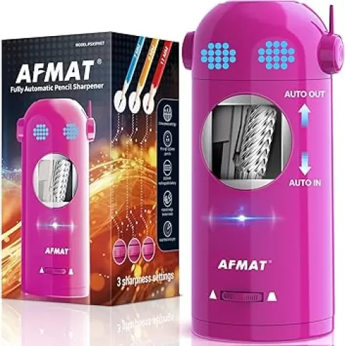 AFMAT Electric Pencil Sharpener for Colored Pencils 7-11.5mm, Auto in & Out, Fully Automatic Rechargeable Hands-Free Pencil Sharpener for Classroom, Home, Office, Gray, Battery Operated