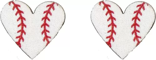 Baseball Earrings For Women Heart Shaped Sports Softball Studs Earrings Player Sports Fan Gift Jewelry (White Heart)