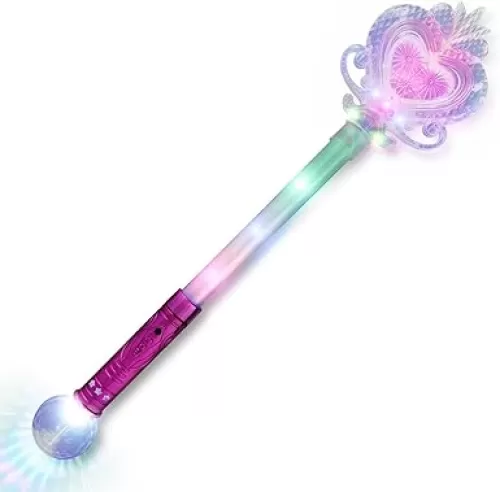 Big Light Up Heart Princess Wand with Multicolor LED Lights