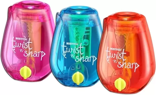 Bostitch Office Pencil Sharpener , Twist-n-Sharp, For Kids & Colored Pencils, Assorted Colors (PS1-ADJ)