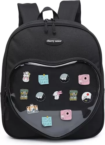 Canvas Ita Bag Backpack Heart Shaped Purse JK Uniform Bags for Anime Pins Display
