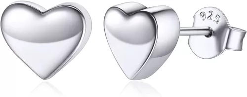ChicSilver Hypoallergenic 925 Sterling Silver Stud Earrings, Dainty Simple Heart/Star/Moon/Lightning/Sun Earrings for Women (with Gift Box)