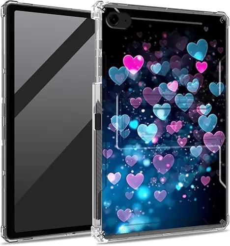 Clear Case for iPad 6th / 5th Generation/iPad 9.7 inch/iPad Air 2 with Pencil Holder, Lightweight Transparent TPU Shockproof Stand Protective Cover for iPad 9.7" 2018/2017, Colorful Heart Shape