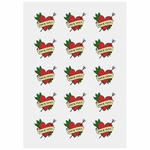 Custom Text Temporary Tattoo for Adult Men Women Make Your Own Personalized Heart Halloween Fake Body Stickers Markers