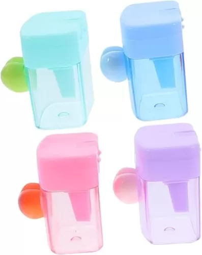 DOITOOL 4Pcs Heart Shaped Pencil Sharpener for Cute Transparent Design for School Classroom and Home Use Fun Stationery Supplies Macaron Colors
