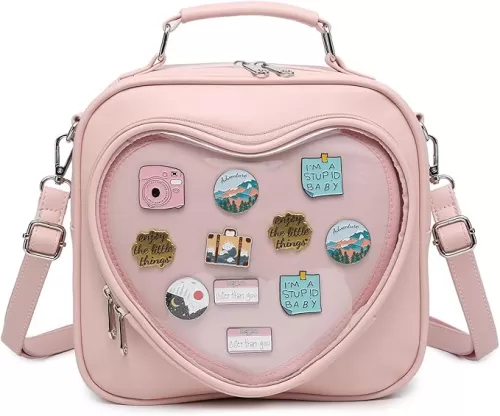 Dopamine Color Ita Bag Multi-Purpose Backpack Crossbody Satchel Heart Purse Kawaii Pin Display