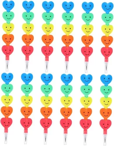 ERINGOGO 12Pcs Stackable Heart Shaped Pencils for No Sharpening Needed Classroom Supplies Students Party Favors