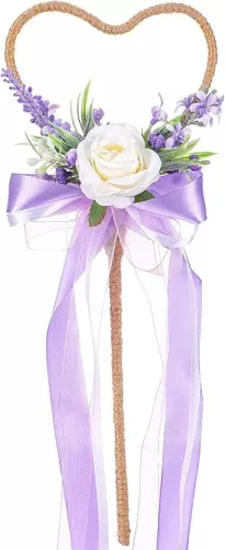 Flower Wand for Girls - Floral Magic Wand Fairy Wand Heart Rose Wand with Ribbon for Woodland Wedding Bridal Shower