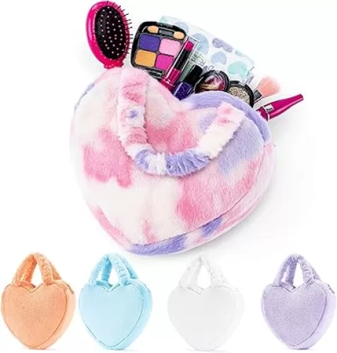 Glovelya Handbag Heart-shaped Tote in Purple and Pink Blend, Boasting a Silky, Luxurious Texture, Adored by All Ages with a 6-Inch Graceful Size.
