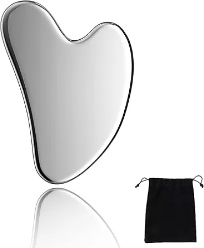 Gua Sha Scraping Tool Set, Heart-Shaped Metal Gua Sha Face Massage Tool, Facial Massage Wand for Face, Neck & Body, Silver