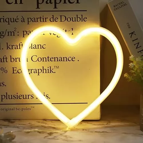 Heart Neon Lights Christmas Decorations, Love Shaped Lamp USB/Battery Operated Night Lights for Gift, Bedroom, Wall, Festival, Party, Valentine’s Day Decor-Heart(Warm White)