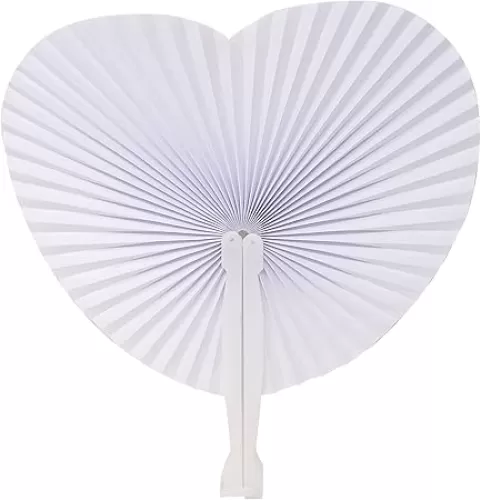 Honbay 12PCS Heart Shaped Folding Handheld Paper Fans Birthday Wedding Party Accordion Fans Party Favors