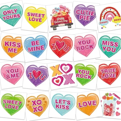 HOWAF 96 pcs Glitter happy Valentine
