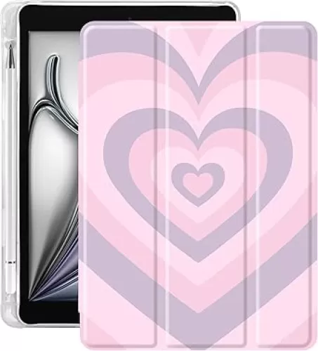 Idocolors Pad Case Love Heart Cases Cute Girly Anti-Scratch Shockproof with Pencil Holder Lightweight Smart Trifold Stand Case for iPad 10.9" Air4 2020/iPad air 5(Model Number: A2325 A2588)