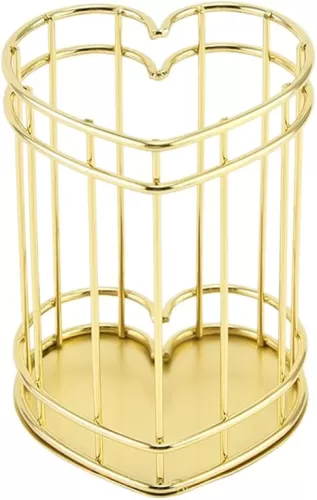 Iron Heart Pen Holder Make up Brush Holder Pencil Holder for Desk Wire Storage Basket Desk Organizers Cosmetics Bucket Metal Container for Pens Desktop Brush Holder Pen Holders