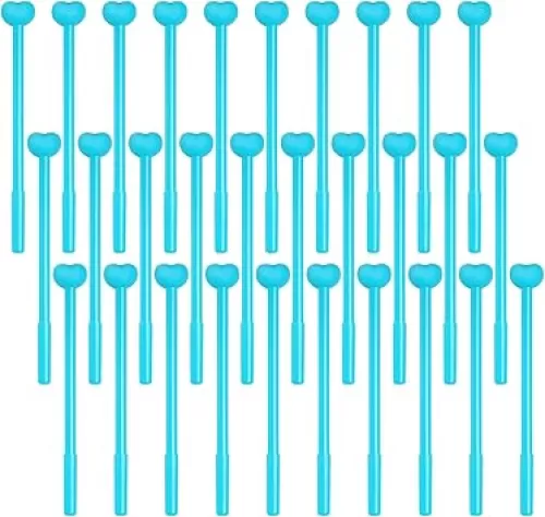 jiebor 30Pcs Valentines Pens Heart Shaped Gel Novelty Pens Black Ink Bulk for Nurses Women Adults Teacher Classroom Office School Supplies (Blue)