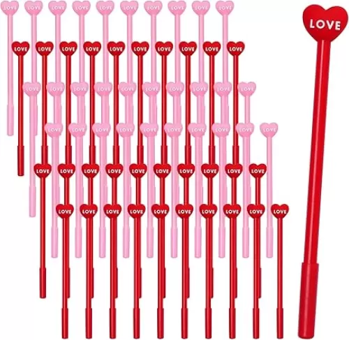 jiebor 60Pcs Valentines Pens Heart Shaped Gel Novelty Pens Black Ink Bulk for Nurses Women Adults Teacher Classroom Office School Supplies