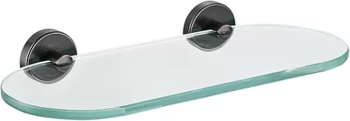 JQK Bathroom Glass Shelf Oil Rubbed Bronze, Tempered Glass Shower Storage 12 by 5 inches, 304 Stainless Steel ORB Wall Mount, TGS121L12-ORB