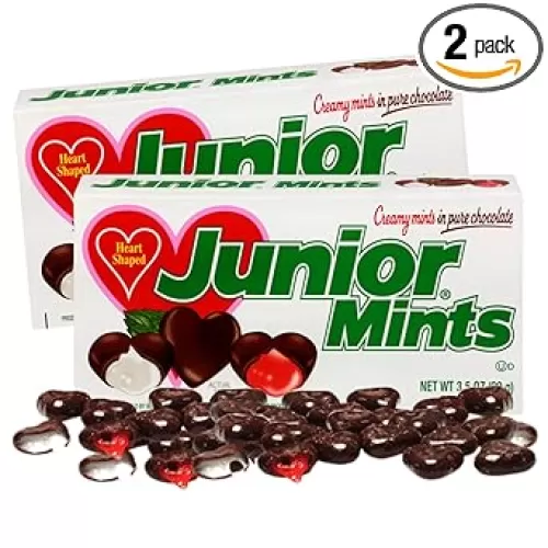 Junior Mints Chocolate Hearts Shaped Candy Theater Box 3.5oz Packs: (Pack of 2)