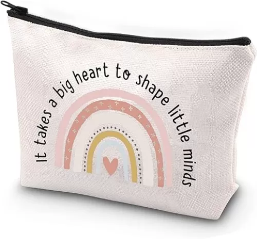 JYTAPP Teacher Appreciation Gifts Makeup Bag It Takes a Big Heart To Shape Little Minds Cosmetic Makeup Bag Teacher Thank You Gifts