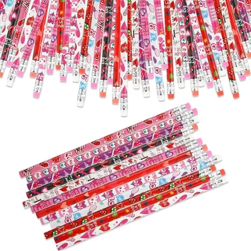 Kesote Valentine Pencils for Kids Heart Pencils with Erasers for Valentine's Day Gifts Party Favors Bags Goodie Bags Filler School Favors for Kids Classroom - Pack of 36