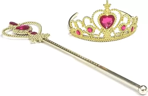 Kuzhi Princess Elsa Crown Tiara and Wand Set — Silver Heart Jewel