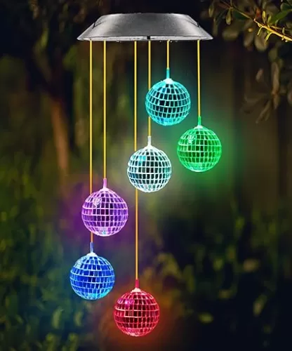 Kwaiffeo Solar Disco Ball for Garden Patio Outdoor Decor, Lovely Color Changing Lights, Birthday Gifts for Women, Gifts for Mom Grandma Teacher