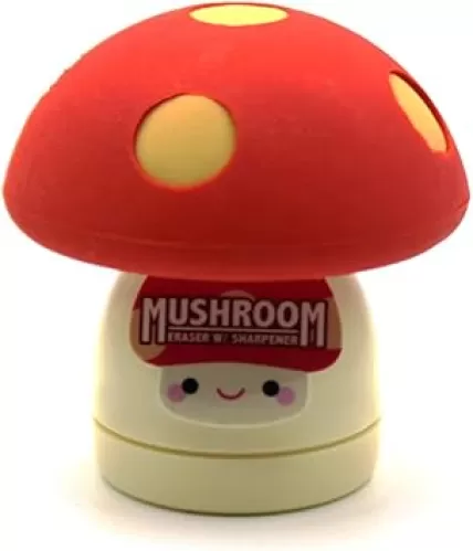Limited Edition Mushroom Eraser and Pencil Sharpener (RED Cap W/Yellow DOTS)