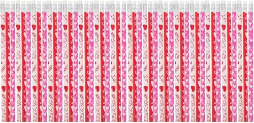 LUOZZY 100 Pcs Heart-Pattern Pencils Wood Pencils Valentine's Day Pencil Rubber Tipped Pencils for Kids Students