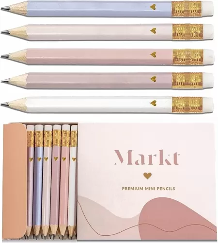 Markt Heart Pencils for Baby Shower Games and Bridal Shower Games, Mini Pencils, Small Pink Pencil Set For Game Prizes, Bridal Pens (Blush)