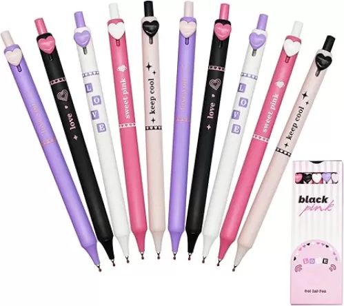 Maydahui 25 Pcs Colorful Heart Shaped Button Pens Retractable Cool Love Heart Gel Press Pens Black Ink For Girls Women Valentine's Day Mother's Day Gift