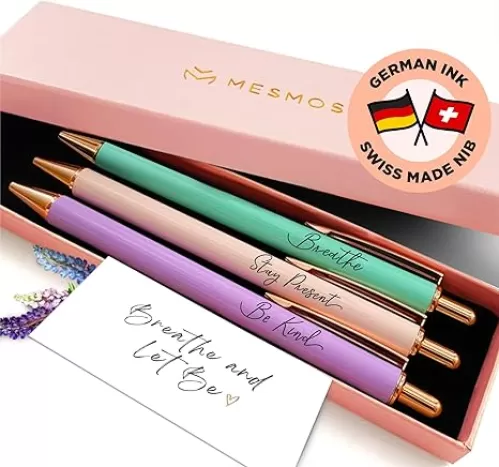 MESMOS Pastel Pens, Mindfulness Gifts, Inspirational Fancy Pens for Women, Wellness & Spiritual Gifts, Self Love Self Care Relaxing Gift, Journaling Cute Luxury Pretty Pen Set