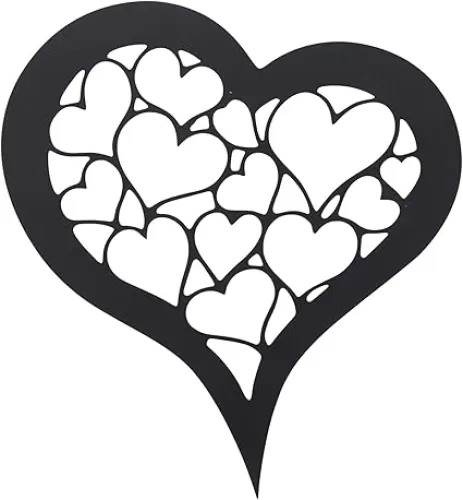 Metal Garden Stakes Hollow Out Heart Shape Yard Signs Plant Pot Sticks for Outside Patio Lawn Outdoor Decorations (Black, 30cmx30cm)