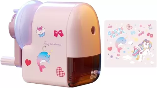 M&G Cute Manual Labor-Saving Pencil Sharpener for Colored & Sketch Pencils - Kids, School, Classroom, Home & Artists (Pink)
