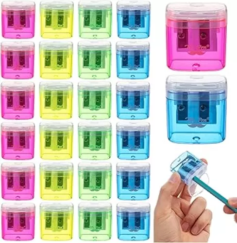 Mr. Pen- Pencil Sharpeners Manual, 24 Pack, Dual Hole, Colorful Pencil Sharpeners Handheld Pencil Sharpener, Colored Pencil Sharpener for Kids, Small Pencil Sharpener, Manual Pencil Sharpeners