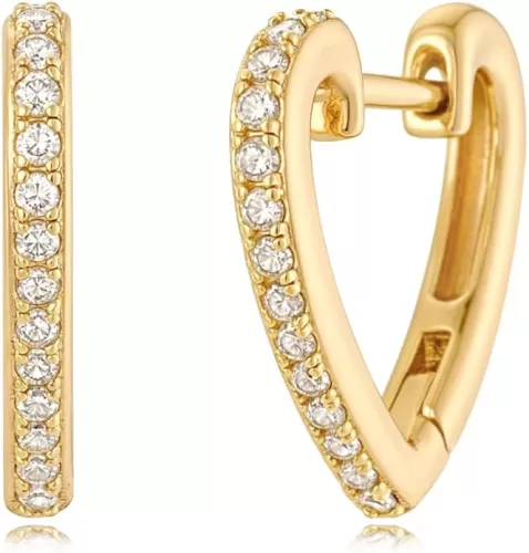 MYEARS Women Gold Huggie Hoop Earrings Ear Stud Cuff 14K Gold Plated Small Simple Minimalist Hypoallergenic Everyday Jewelry