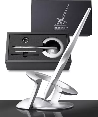 Novium Hoverpen 2.0 Interstellar Edition - German-engineered Ballpoint Pen with Magnetic Features, Starlight Silver