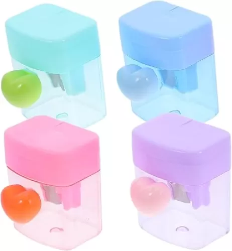 NUOBESTY Cute Heart Shape Pencil Sharpener Mini Pencil Shaper for Kids School Supplies Pink