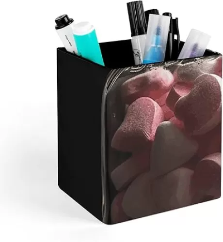 Pen Holder Pencil Cup Heart Shaped Candy Desk Organizer for School, Home, Office