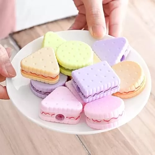 Pencil Sharpeners - 12 PCS Cute Manual Sharpeners for Kids' No.2 & Colored Pencils - Handheld School Student Stationery Supplies (Cookie Shape)