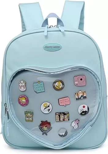 RAINBOW SMILE Ita Bag Backpack Oxford Heart Shaped Purse JK Uniform for Anime Pins Display School Travel