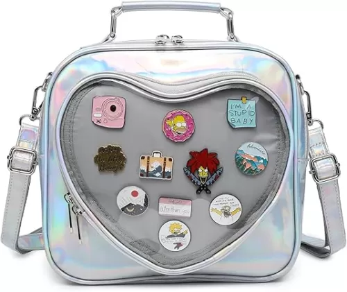 RAINBOW SMILE Ita Bag Multi-Purpose Backpack Crossbody Heart Purse Kawaii Pin Display with Insert