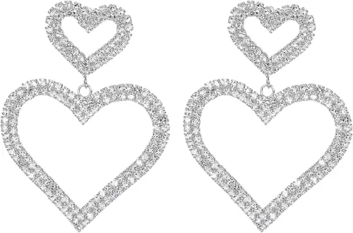 Rave Envy Heart Earrings for Women, Valentine Earrings for Women - Fashionable Statement Earrings for Womens - Perfect Heart Jewelry as Valentines - Valentines Day Gifts for Wife