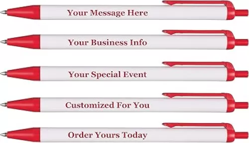 RevMark Personalized Ballpoint Pen, Custom Printed Name, Business or Event Information, Timeless Advertising, USA Made Pens, Promotional Marketing, Smooth Black Ink, Bulk Pack (Red, 50 Ct.)