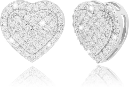 Rhinestone Heart Shape Glitter Crystal Stud Earrings for Women, Sparkly Elegant Wedding Prom Earrings Jewelry Gift