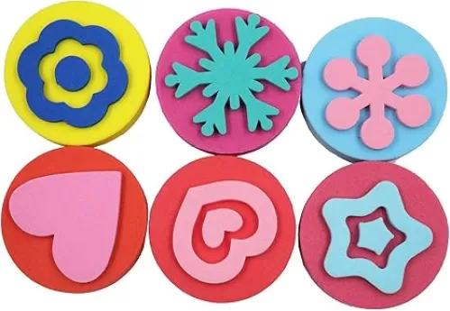 Royee 6 Pcs Painting Sponge EVA Paint Stamper Star Heart Flower Snowflake Shape for Art Drawing Tools Kids Toddlers Early Learning Accessories DIY Craft Project