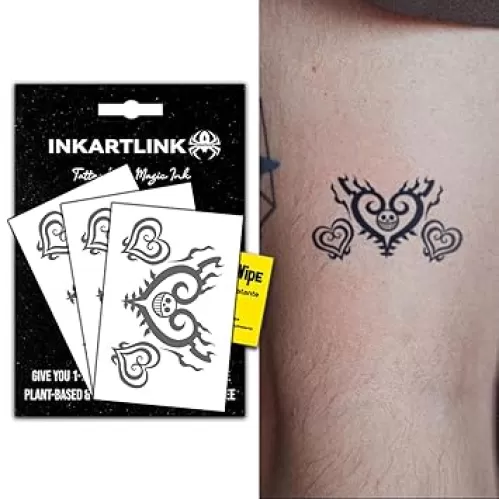 Semi Permanent Tattoos, 3 Sheets of Small Temporary Tattoos, Adult Art Designs, Party Favors, Waterproof, Realistic, No Adhesive, No Reflective, Lasts 1-2 Weeks (Heart Totem)