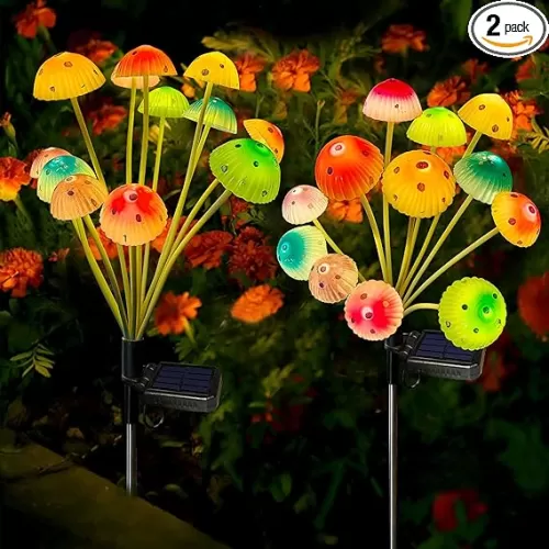 Solar Garden Lights Decorative, 2 Pack Solar Powered Mushroom Lights Outdoor, Gardening Gifts for Women Mother, Upgraded 24LED Mushroom Flower Light Yard Decor Outside Waterproof for Lawn Porch Patio