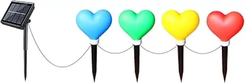 Solar Heart Stake Lights for Valentines Day Decor, Outdoor Waterproof Heart Shaped Light for Garden Pathway Flowerbed Cemetery Grave Porch Walkway Valentine's Theme Decorations (E)